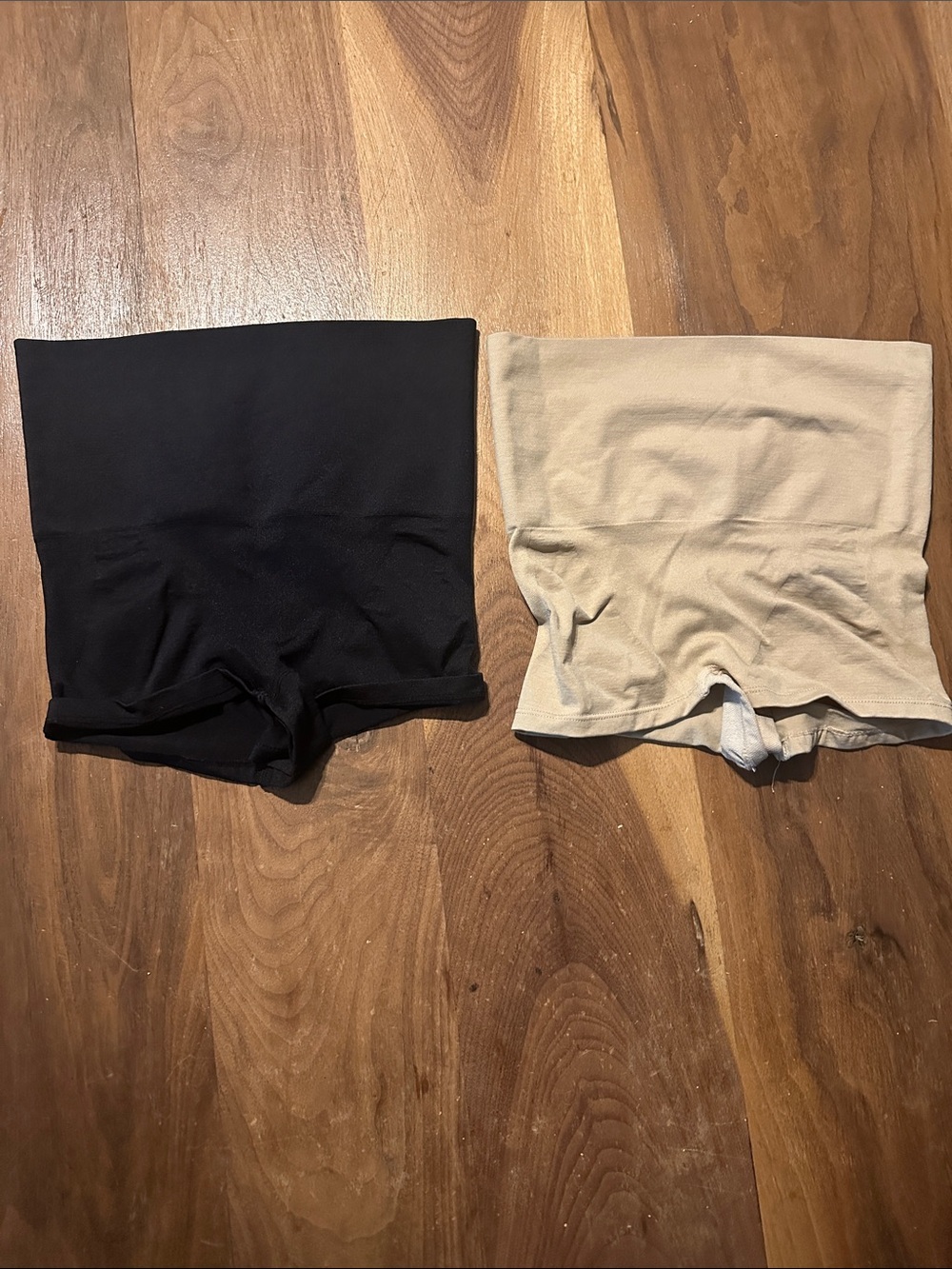 High-Rise Smoothing Shapewear Shorts — Black & Beige - set of two